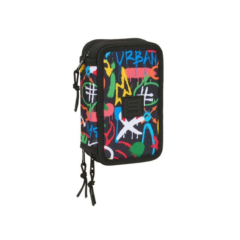 Safta Graffiti Colors Astuccio a 3 ripiani - 37 pezzi - 1.3 L - Gomma - Matita - Penne a sfera - Temperamatite - Righell