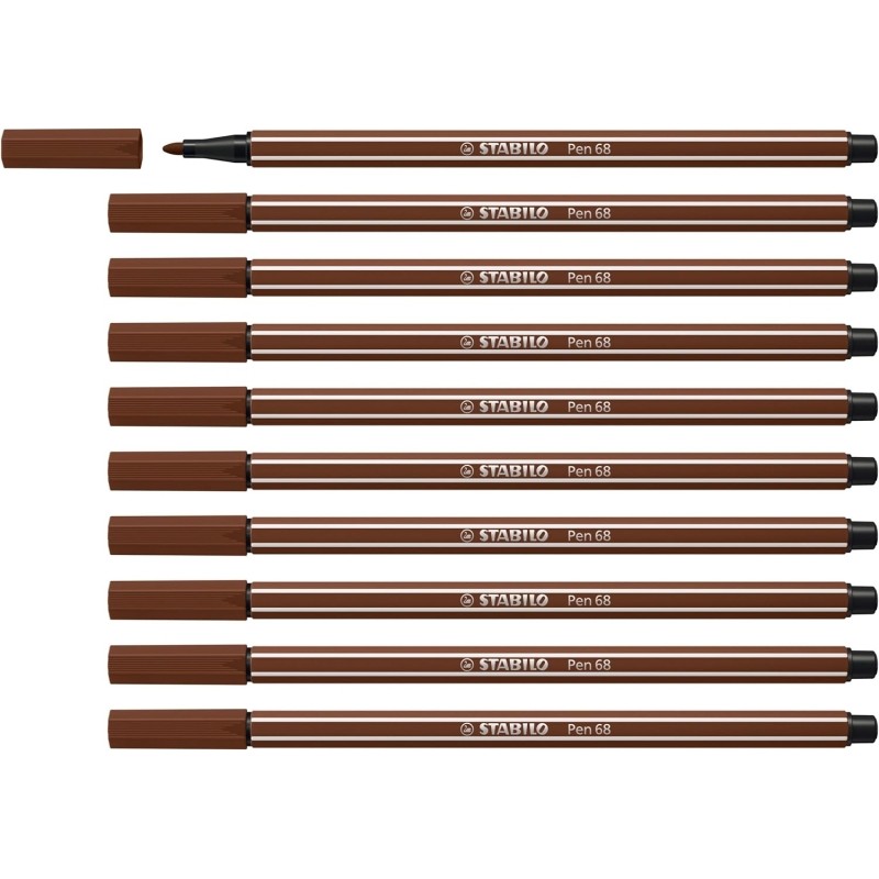 Stabilo Pen 68 Pennarello a punta in fibra - Larghezza tratto circa 1 mm - Inchiostro a base d'acqua - Colore marrone