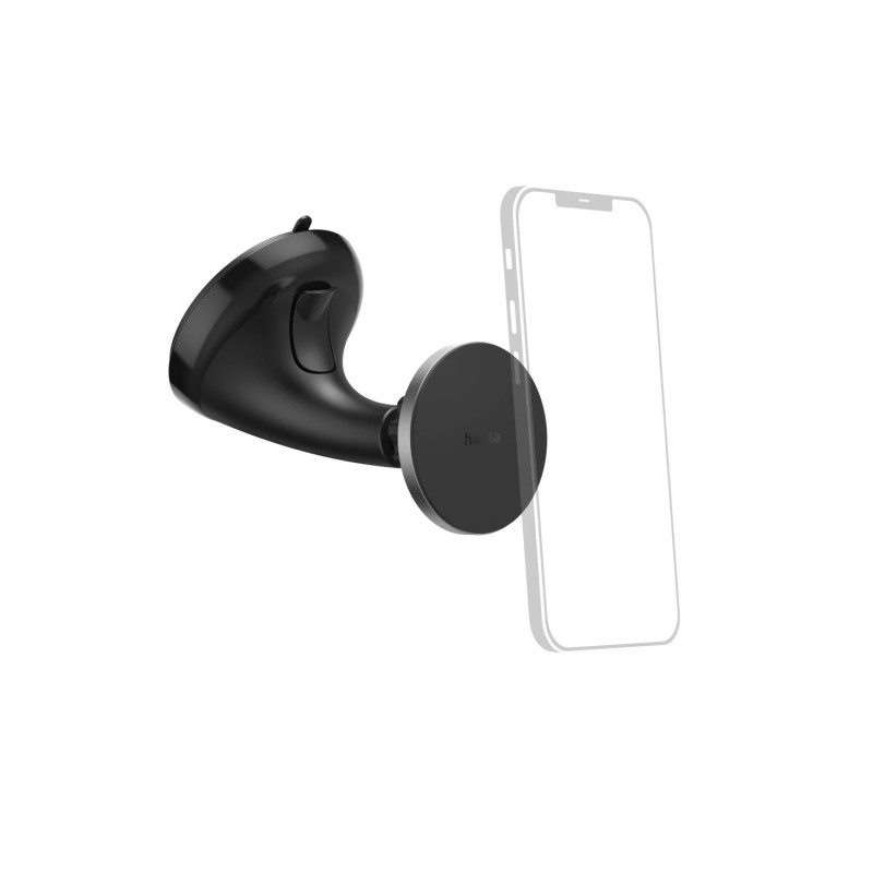 Hama Supporto da auto per smartphone - Magnetico - Ventosa per parabrezza - Peso massimo 230 g - Alluminio - Colore: ner