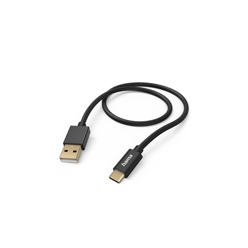 Cavo USB in tessuto Hama - Lunghezza 1.5 m - USB-A maschio - USB-C maschio - Nylon - Velocità fino a 480 Mbps - Placcat