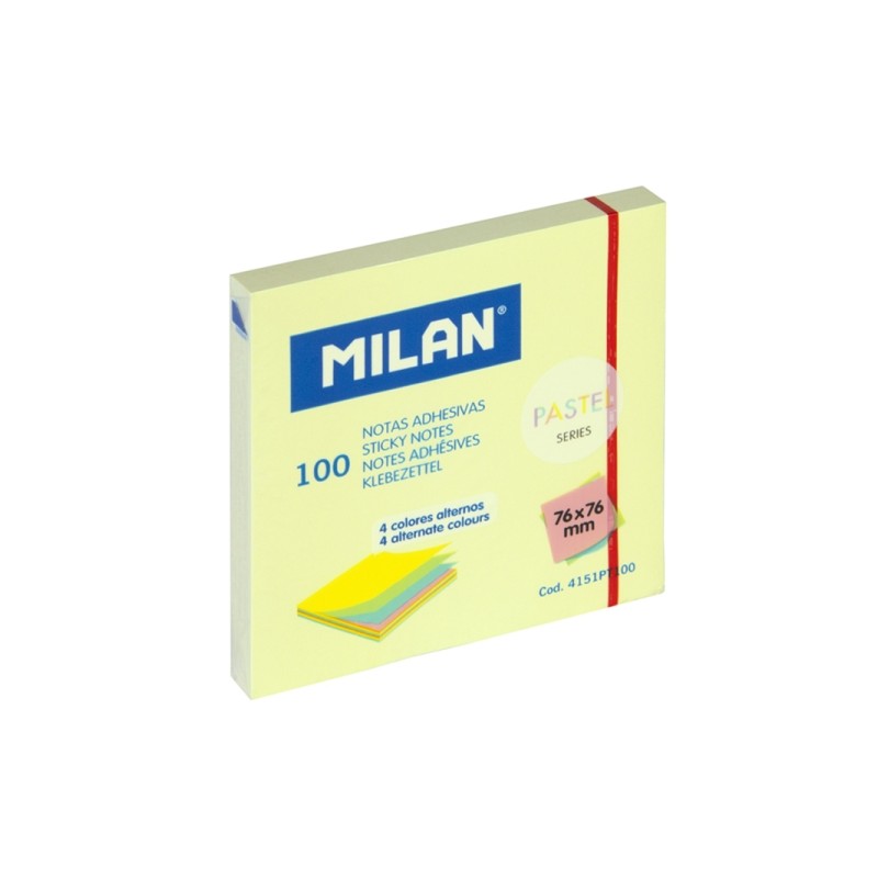 Milan Pastel - Confezione da 100 post-it - 76x76 mm - Colori pastello assortiti