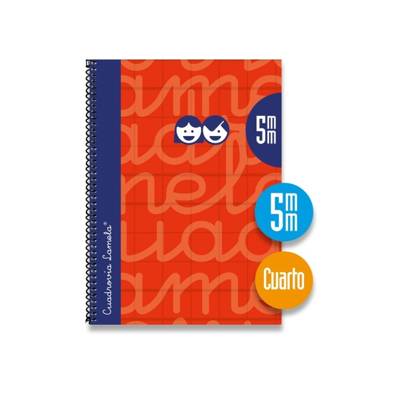 Lamela - Quaderno a spirale con 80 fogli da 70 g/m² con margine - Formato quarto - Righe a quattro linee da 5 mm - Cope