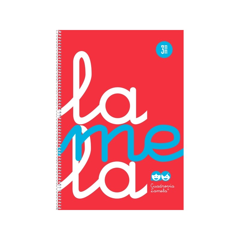 Lamela - Quaderno a spirale con 80 fogli da 90 g/m² con margine - Formato Folio - Righe a quattro linee da 3 mm - Coper