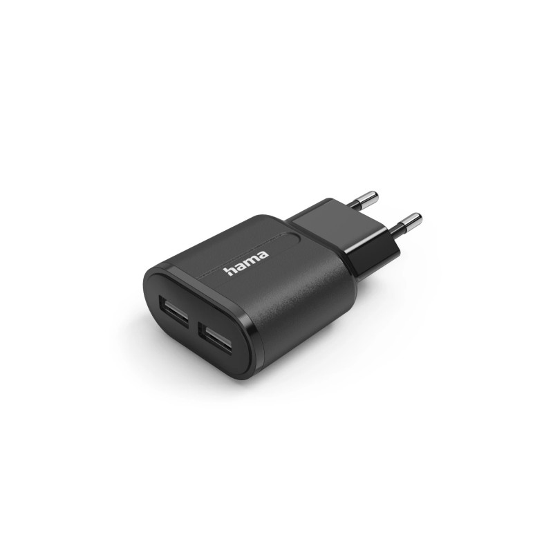 Caricabatterie da muro Hama - Potenza 12 W - 2 porte USB-A - Colore: nero