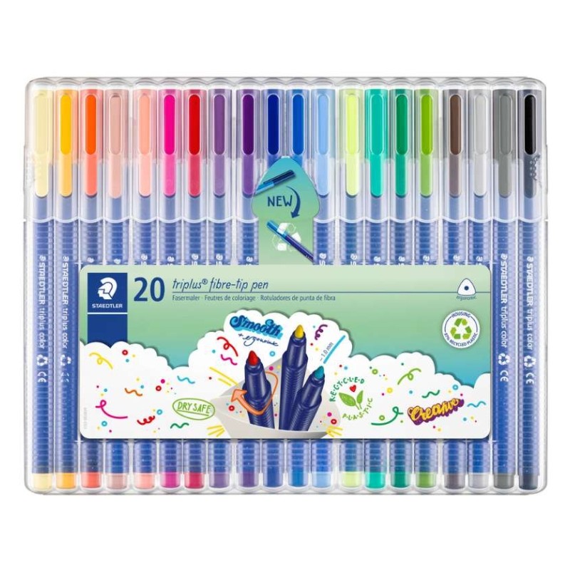 Staedtler Triplus Color 323. confezione da 20 pennarelli - Spessore del tratto: circa 1 mm - Inchiostro a base d'acqua -