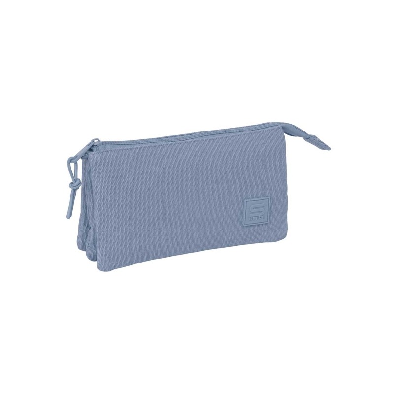 Safta Basic Portatutto - 3 scomparti con cerniera - Tasca interna centrale - 22x12x3 cm - Colore: blu hostess