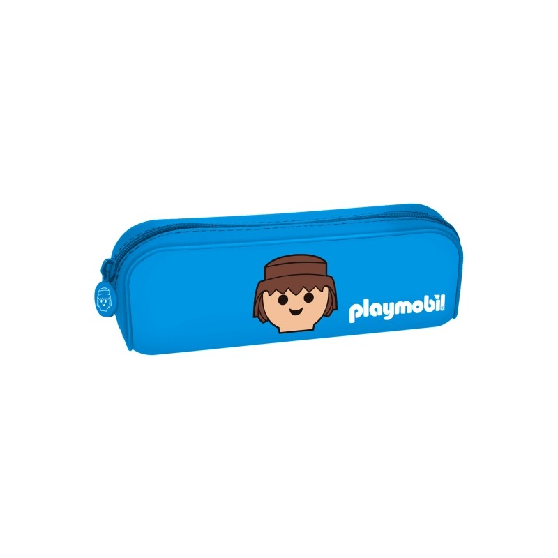 Dohe Playmobil Borsa portaoggetti in silicone - Chiusura con cerniera e tirazza in gomma - Colore blu