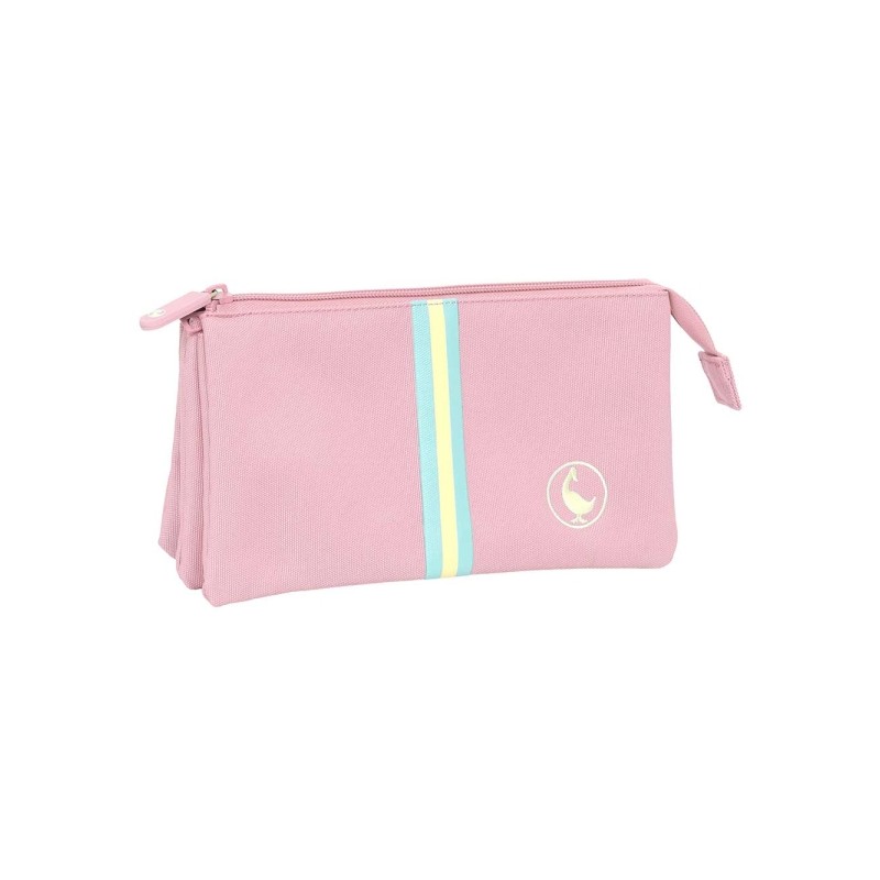 Safta el Ganso Basics Pink Portatutto - 3 scomparti con cerniera - Tasca interna - 0.6 L - 220x30x120 mm - Colore rosa