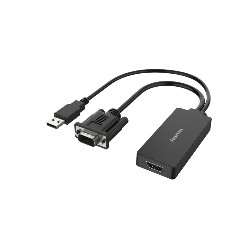 Hama Essential Adattatore video - Ingresso VGA e USB-A maschio - Uscita HDMI femmina - Colore: nero