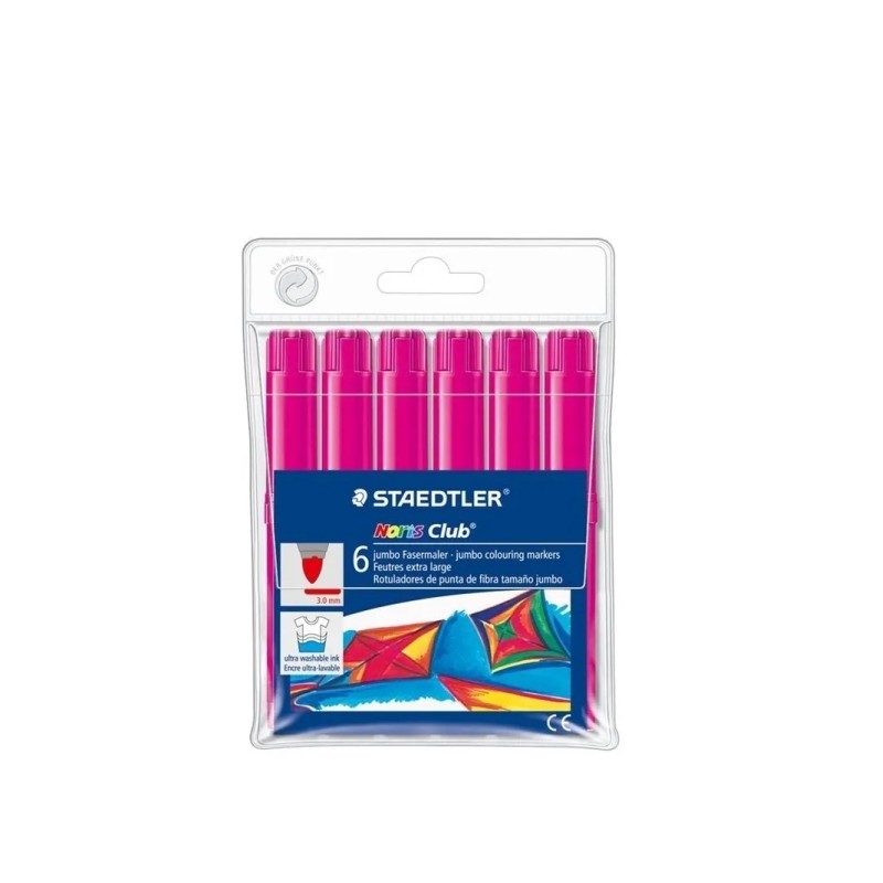 Staedtler Noris Jumbo 340 Confezione da 6 pennarelli Jumbo - Punta in fibra - Spessore del tratto 3 mm - Tappo ventilato