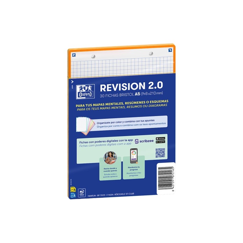 Oxford Confezione da 30 FlashCards 2.0 - Formato A5 - Griglia 5x5 mm - Cartoncino da 250 g - Digitalizzazione dei testi 