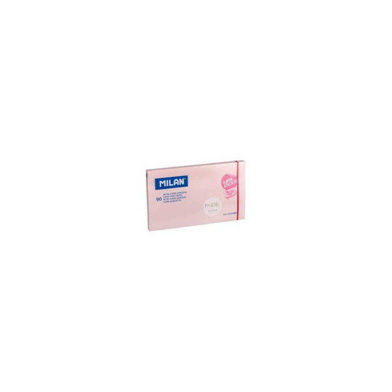 Milan Blocco da 90 foglietti super adesivi - Rimovibili - Maggiore tenuta - 76 mm x 127 mm - Colore rosa pastello