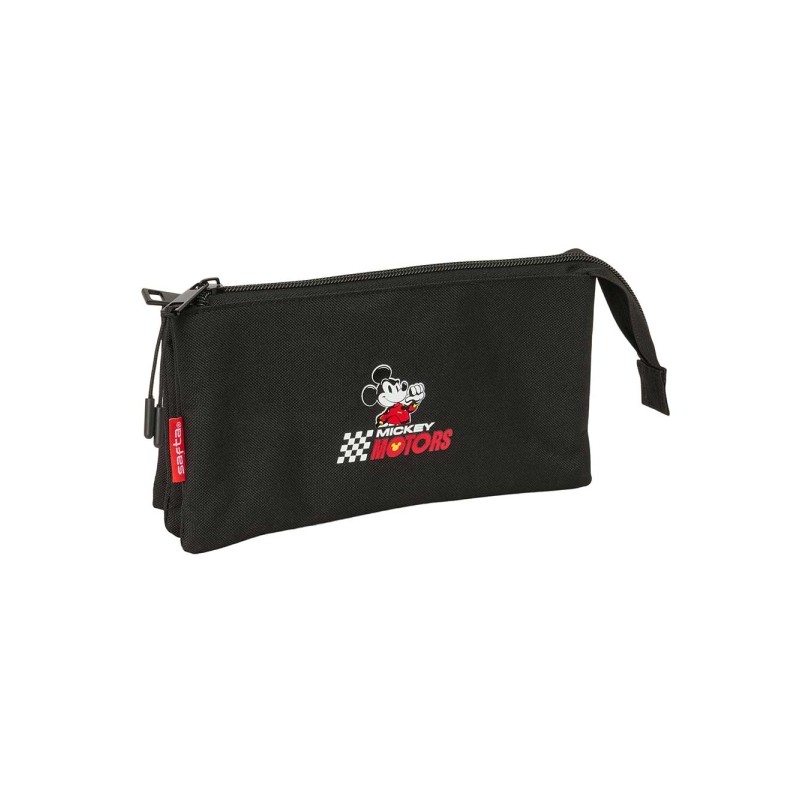 Safta Mickey and Friends Racing - Borsa multiuso per adolescenti - 3 scomparti con cerniera - Tasca interna centrale - 2