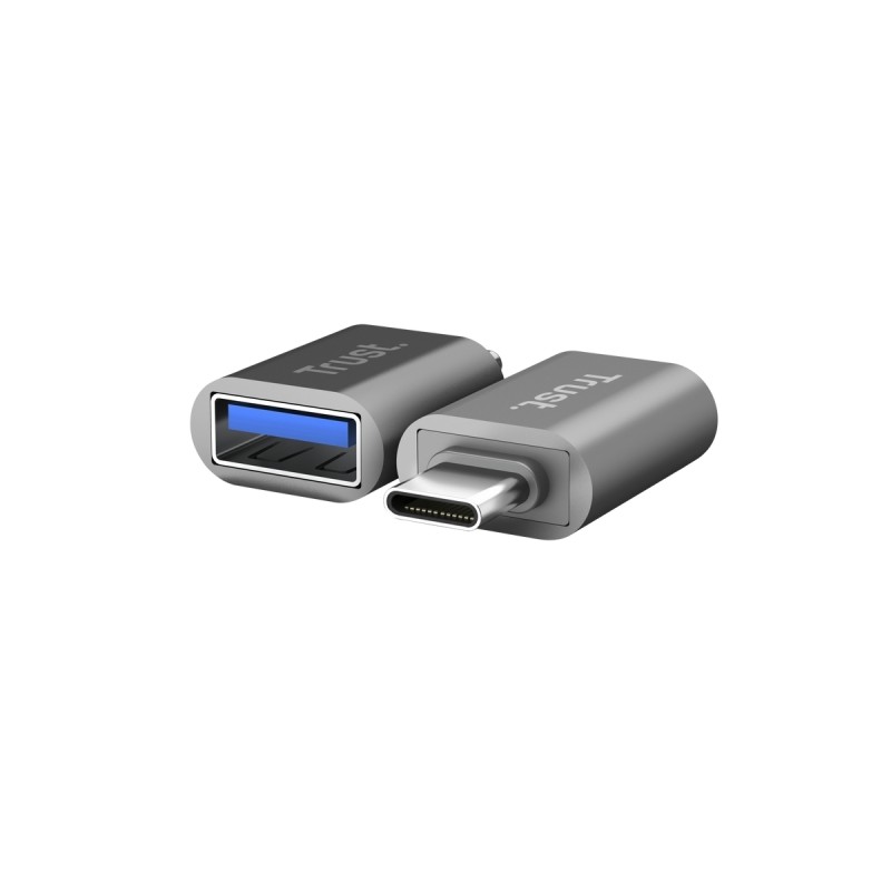 Trust Calyx Confezione da 2 adattatori USB 3.0 - USB-A femmina - USB-C maschio - 8x15x32 mm - Colore grigio