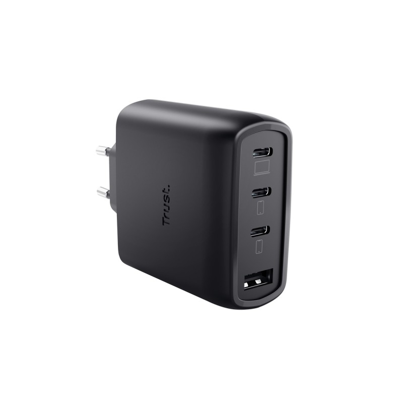 Trust Maxo Caricabatterie da muro - 65 W - GaN - 3 porte USB-C - USB-A - Cavo USB-C da 2 m - Power Delivery - Plastica r