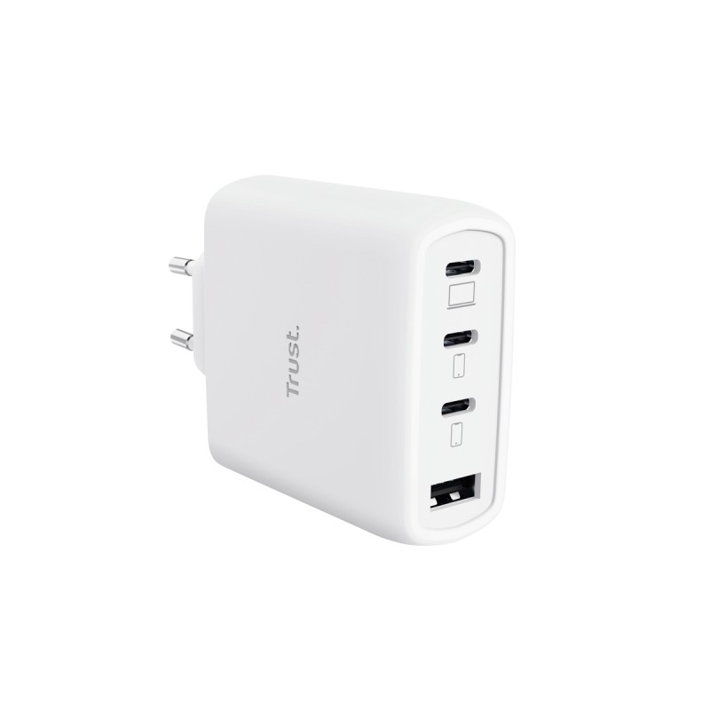 Trust Maxo Caricabatterie da muro - 65 W - GaN - 3 porte USB-C - USB-A - Cavo USB-C da 2 m - Power Delivery - Plastica r