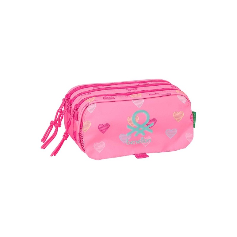 Safta Benetton Heart Borsa multiuso - 3 scomparti con cerniera - Tasca frontale - Cinturino regolabile - 1.72 L - 215x80