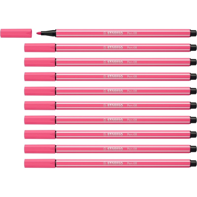 Stabilo Pen 68 Pennarello a punta in fibra - Larghezza tratto circa 1 mm - Inchiostro a base d'acqua - Colore rosa