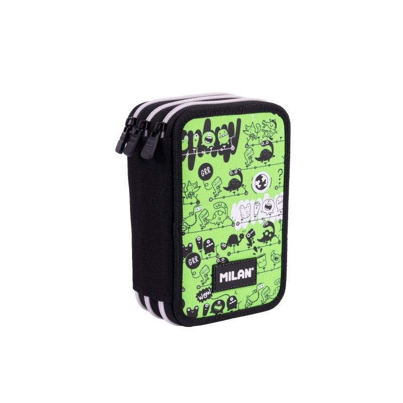 Milan Tandem 2 Astuccio a 3 scomparti con contenuto assortito - 19.5x13x7.5 cm - Colore verde