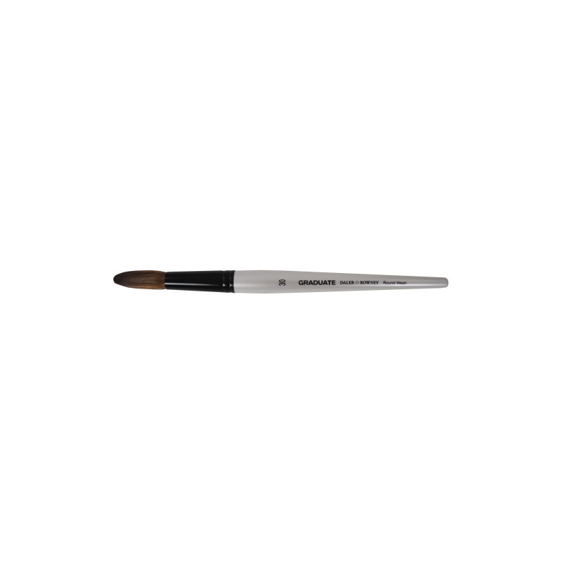 Pennello per acquerello Daler Rowney Graduate - Miscela di pelo di pony e sintetico - Manico corto - Rotondo Lavis n. 30