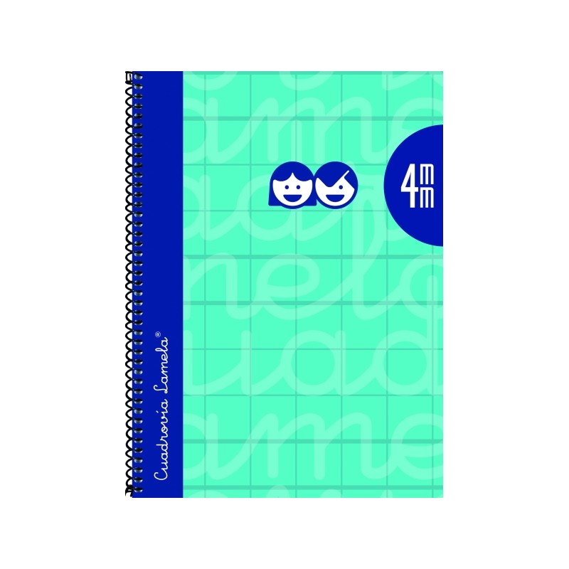 Lamela - Quaderno a spirale con 80 fogli da 90 g/m² con margine - Formato quarto - Righe a quattro linee da 4 mm - Cope