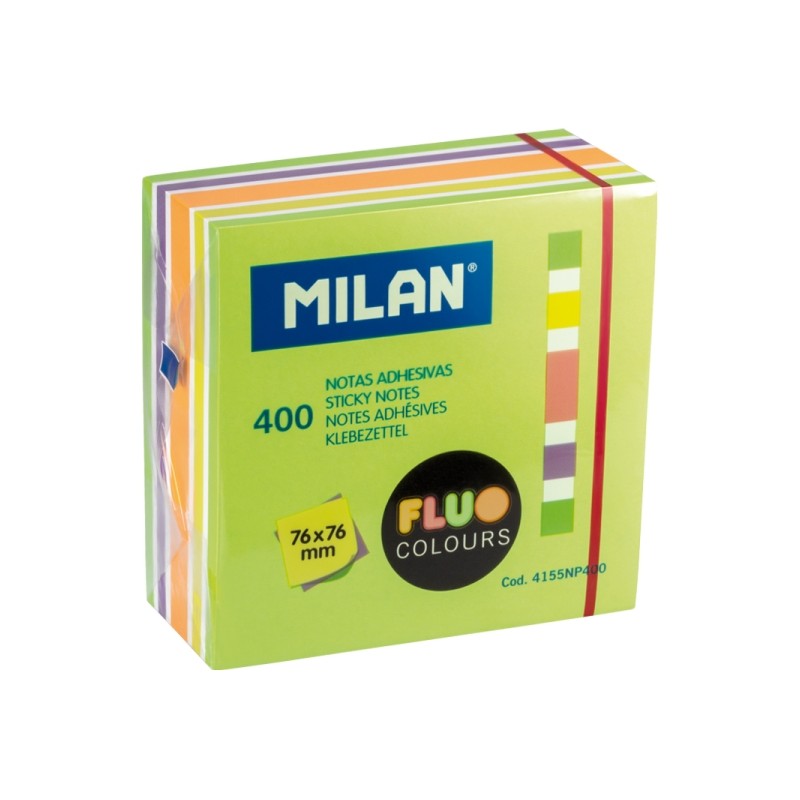 Milan Fluo Confezione da 400 post-it - Colori neon - 76x76 mm - Colore verde
