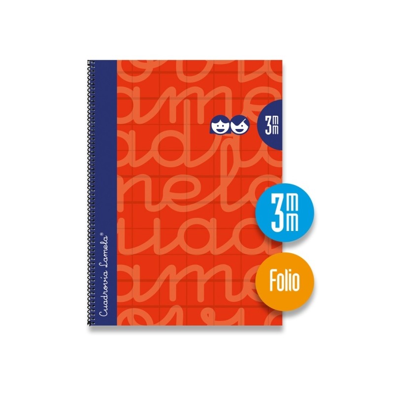 Lamela Quaderno a spirale con 80 fogli da 90 g/m² con margine - Formato Folio - Righe a quattro linee da 3 mm - Coperti