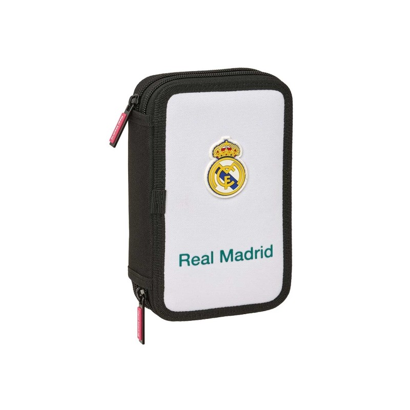 Safta Real Madrid Divisa 26/27 Astuccio a 2 ripiani - 29 pezzi - Gomma - Matita - 2 penne a sfera - Temperamatite - 10 m
