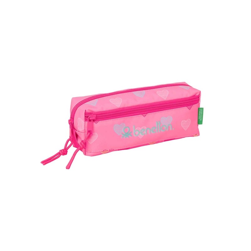 Safta Benetton Heart Borsa portaoggetti - 3 scomparti con cerniera - Elastico - 0.98 L - 220x60x85 mm - Colore rosa