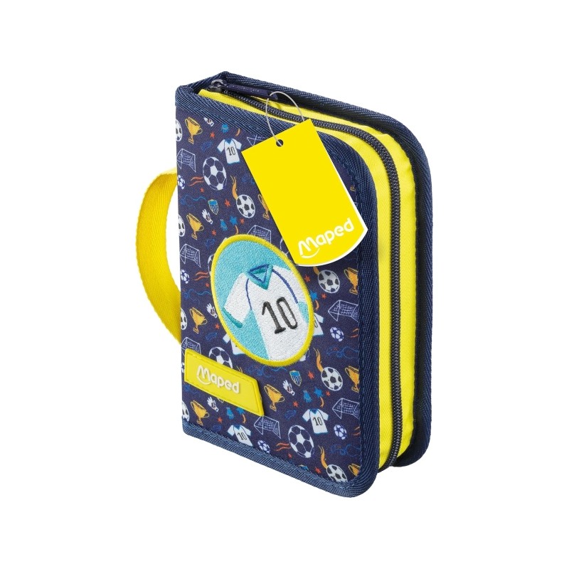 Maped Calcio - Astuccio con 31 articoli: gomma. temperamatite. matita di grafite HB. 2 penne a sfera. righello. 12 matit
