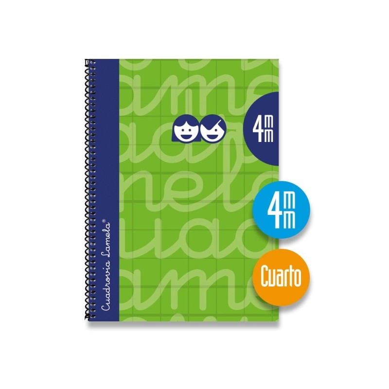Lamela - Quaderno a spirale con 80 fogli da 70 g/m² con margine - Formato quarto - Righe a quattro linee da 4 mm - Cope