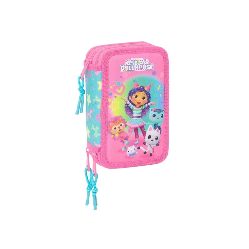 Safta Gabby's Dollhouse Confetti - Cassettiera a 3 ripiani - 37 pezzi - 1.3 L - Gomma - Matita - Penne a sfera - Tempera