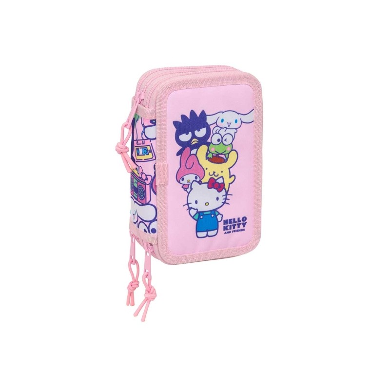 Safta Hello Kitty and Friends Astuccio a 3 ripiani - 37 pezzi - Gomma - Matita - 2 penne a sfera - Temperamatite - 2 rig