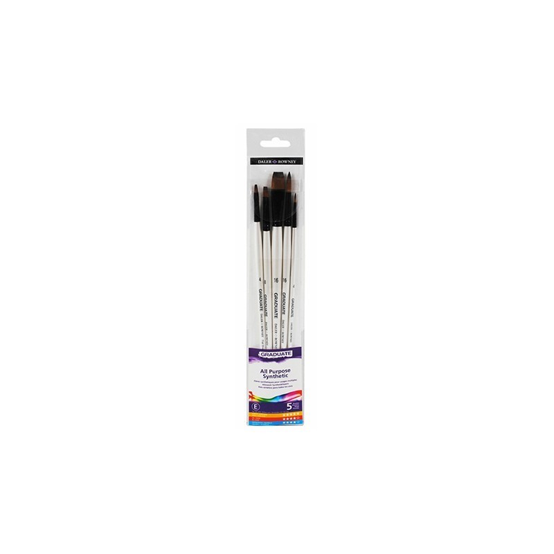 Daler Rowney Graduate Pack da 5 pennelli multitecnica - setole sintetiche - manico lungo