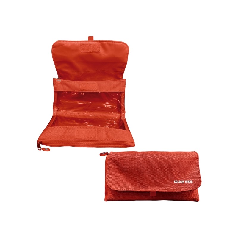 Dohe Vibes Borsa portaoggetti doppia - Patta con tasca interna - Cerniera - Finestre trasparenti - Poliestere - 22x11x6 