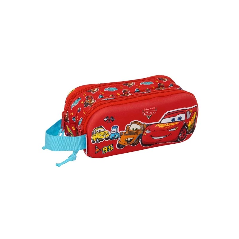 Safta Cars Portatutto 3D - 2 scomparti con cerniera - Manico laterale - Capacità 1 L - 21x8x6 cm - Colore rosso