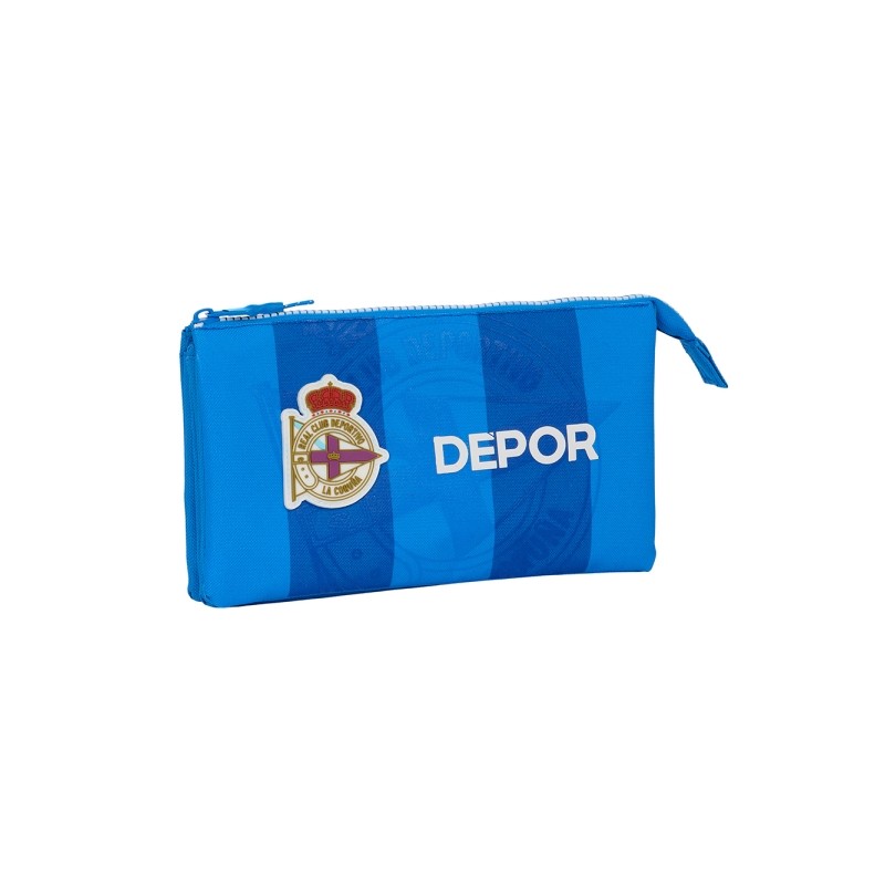 Safta Real Deportivo de la Coruña Borsa portaoggetti - 3 scomparti con cerniera - Tasca interna - 0.6 L - 220x30x120 mm
