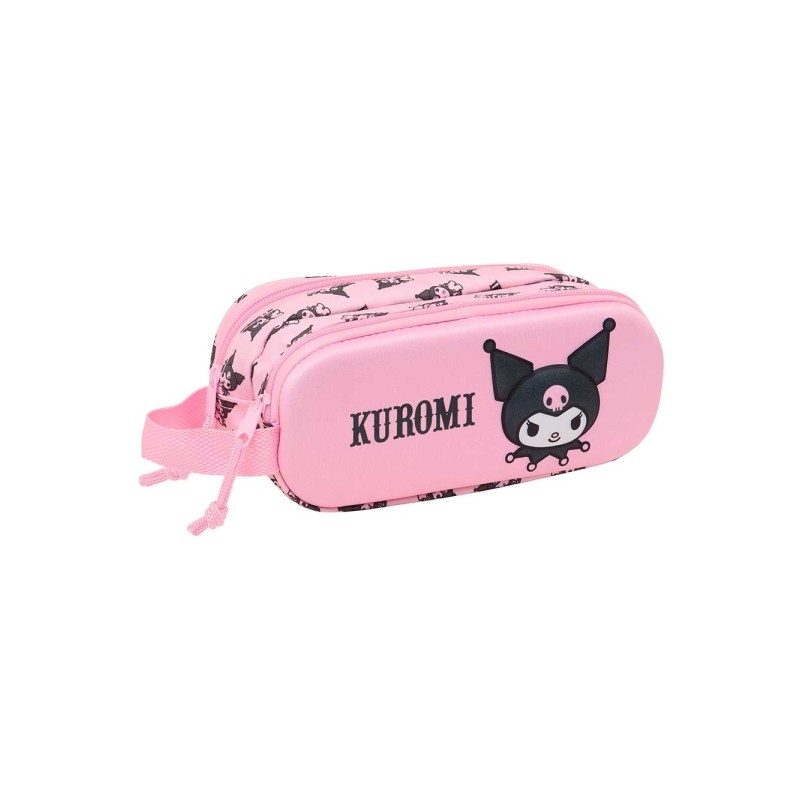 Safta Kuromi Borsa portaoggetti 3D da 1 L - 2 scomparti - Chiusura con cerniera - Manico - 21x8x6 cm - Colore rosa paste