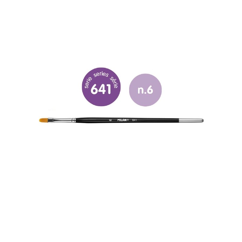 Milan 612 Premium Synthetic - Set da 6 pennelli Linguetta di gatto n. 6 - Custodia con gancio - Setole sintetiche - Mani