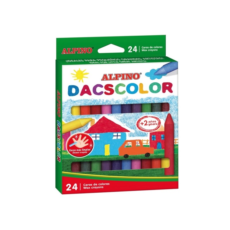 Alpino Dacscolor Confezione da 24 pastelli semimorbidi colorati - Miscelabili - Non macchiano - Colori assortiti