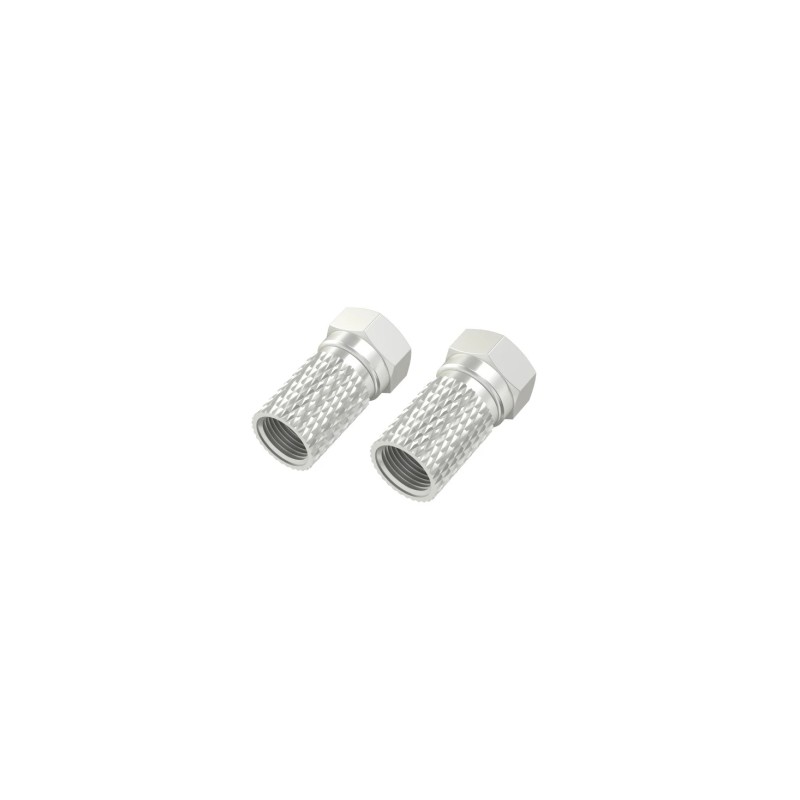 Hama Essential Pack da 2 connettori F maschio - Cavi fino a 6.8 mm - Fissaggio con vite - Colore argento