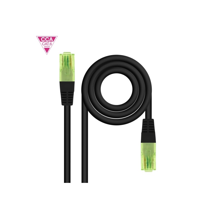 Cavo di collegamento Nanocable Cat.6 UTP AWG26 CCA - Lunghezza 3 m - Colore: nero