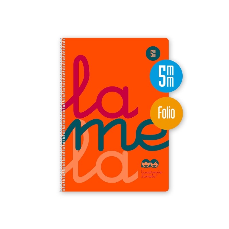 Lamela - Quaderno a spirale con 80 fogli da 90 g/m² con margine - Formato Folio - Righe a quattro linee da 5 mm - Coper