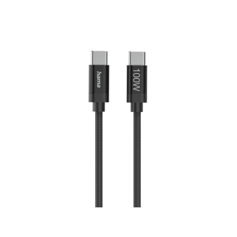 Cavo USB-C in tessuto Hama. maschio - Potenza massima 100 W - Lunghezza 1.5 m - Nylon - Velocità fino a 480 Mbps - Dopp