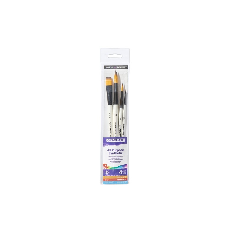 Daler Rowney Graduate Pack da 4 pennelli multitecnica - setole sintetiche - manico corto