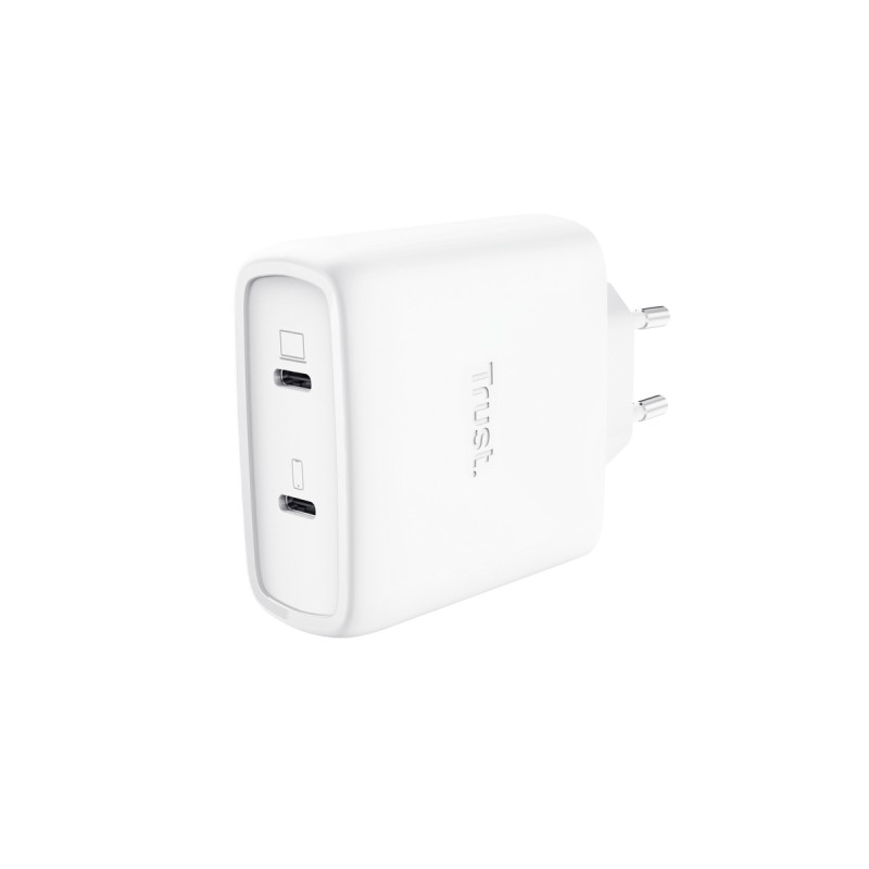 Trust Maxo Caricabatterie da muro - 65 W - GaN - 2xUSB-C - Cavo USB-C da 2 m - Power Delivery - Plastica riciclata - 30x