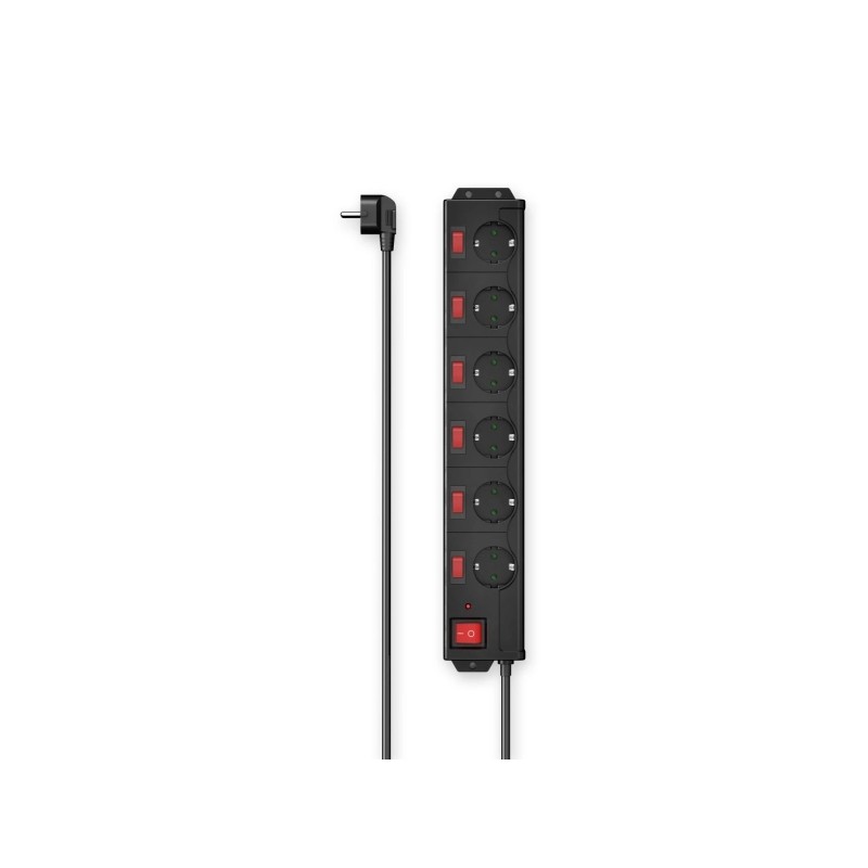 Hama Multipresa con 6 prese - Potenza massima 3680 W - Cavo da 1.4 m - Tensione 250 V - Spina Schuko angolata - 7.5 x 4.