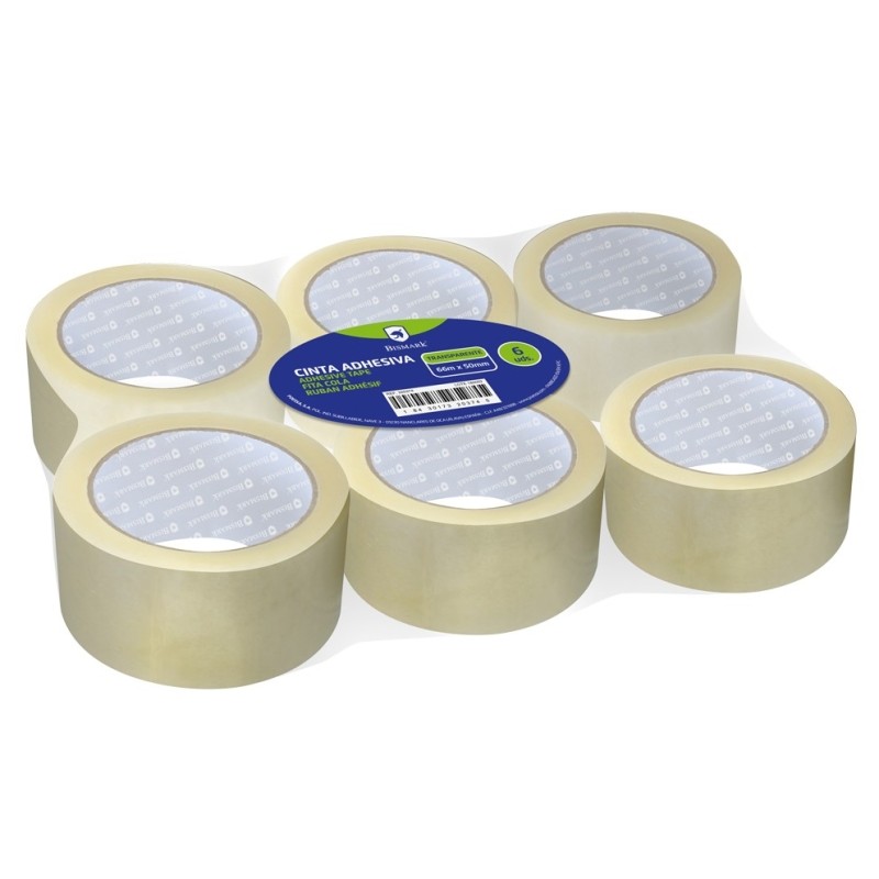 Confezione Bismark da 6 sigilli da imballaggio 50 mm x 66 m - Polipropilene 55 micron - Trasparente
