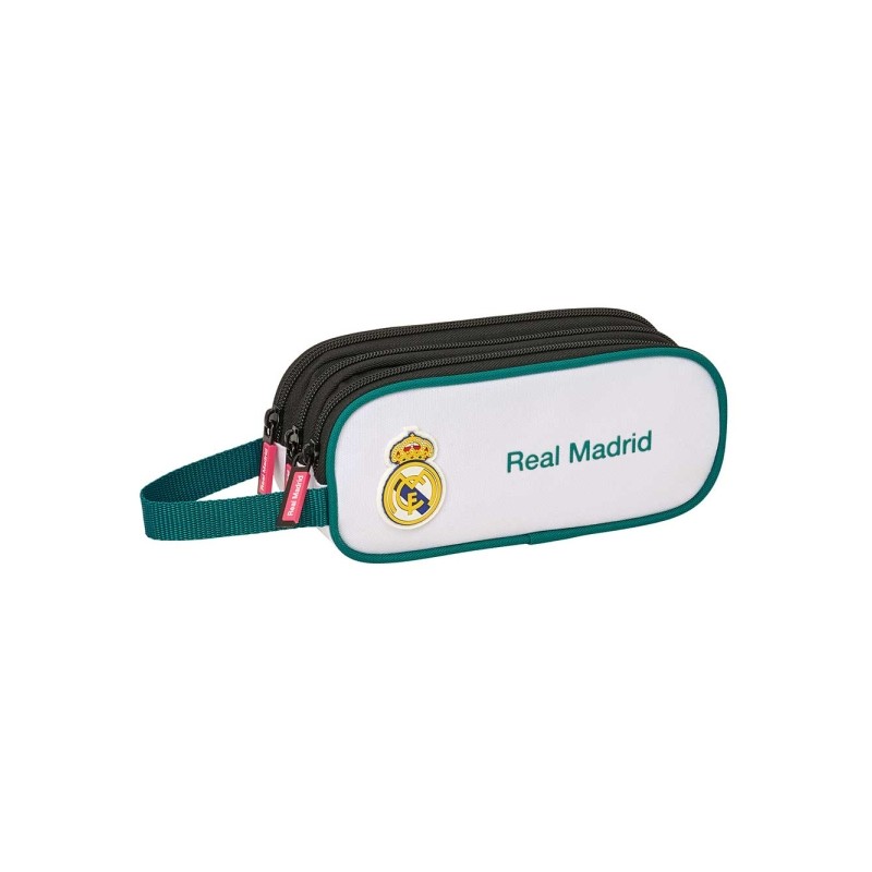 Safta Real Madrid Divisa 26/27 Borsa multiuso - 3 scomparti con cerniera - Manico laterale - 21x8.5x7 cm - Colore bianco