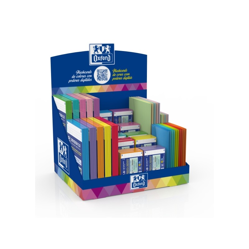 Oxford Expositor con 60 pacchetti di schede FlashCards 2.0 in formato A5 e A7 - 5 buste A5 dai colori vivaci - 10 buste 